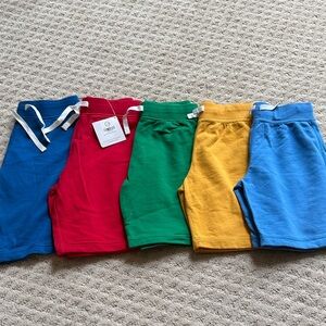 Bundle of (5) Hanna Andersson Kids Shorts in Blue, Red, Green, and Yellow, 6-7